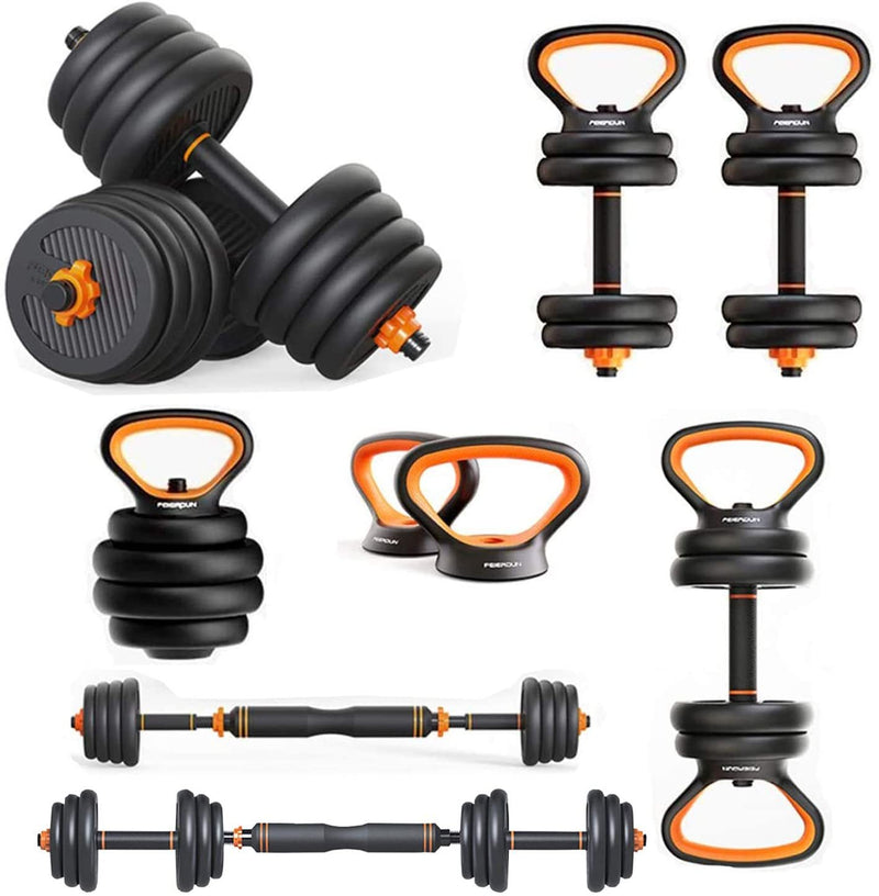Dumbbells, Kettlebells, Barbells, Six-In-One.