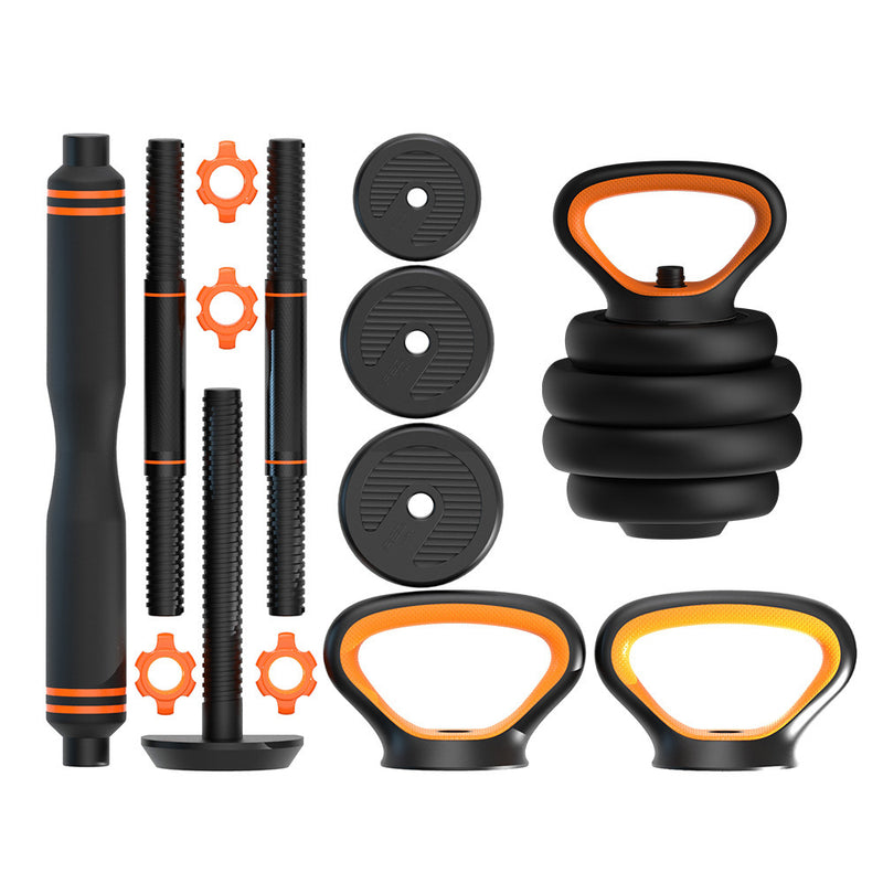 Dumbbells, Kettlebells, Barbells, Six-In-One.